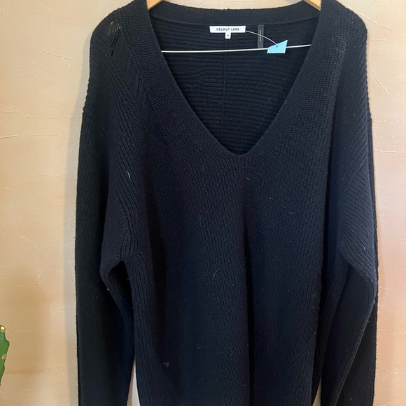 Helmut Lang Black V-Neck Sweater